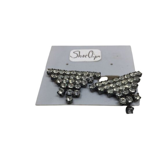 Vintage Pair of Sparkly Triangle Rhinestone Shoe Clips - Picture 2 of 3